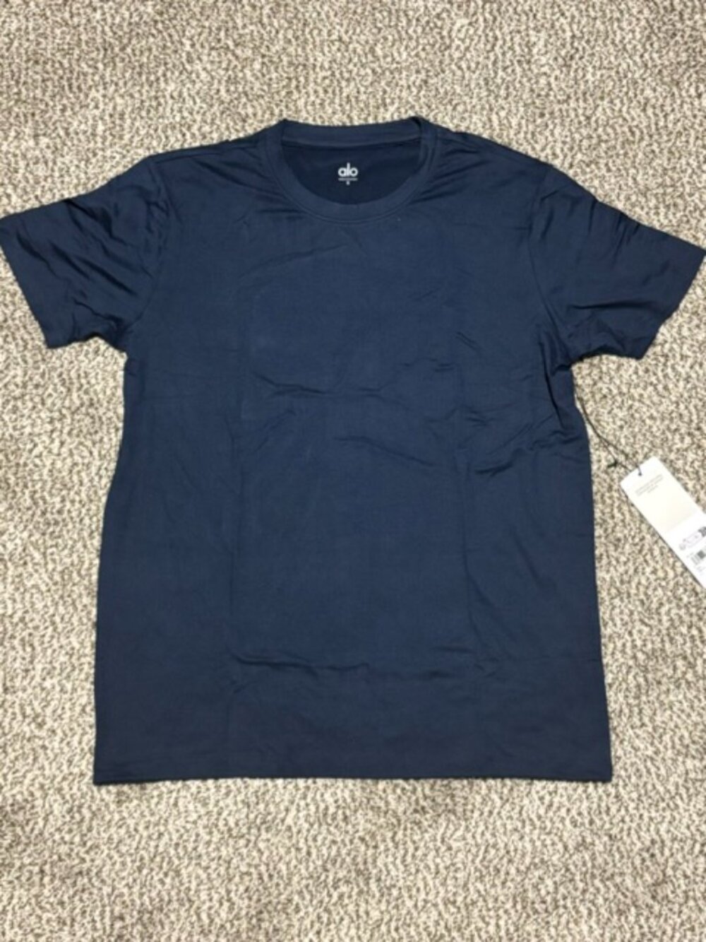 Alo Yoga Navy Blue Performance Crewneck T-Shirt